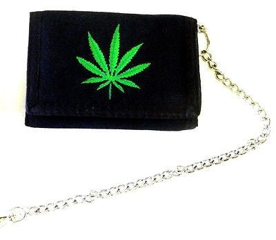 Marijuana Weed Leaf on Black Wallet Unisex Men's 4.5" x 3" W-New in Package!