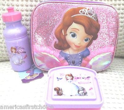 Sofia the First Princess Lunch box, Water Bottle, and Sandwich Case-Brand New!