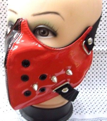 Shiny 1/2 Black&Red Spike Mask Motorcycle Goth Punk Bondage PaintBall Mask-New!