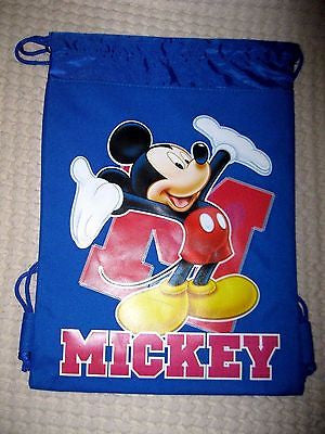 MICKEY MOUSE HANDS IN AIR BLUE DRAWSTRING BAG BACKPACK TRAVEL STRING POUCH-V2