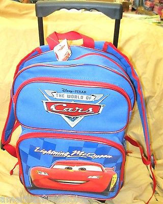 DISNEY THE CARS MCQUEEN 16" ROLLING DETACHABLE BACKPACK!DETACHABLE BACK PACK