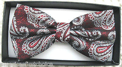 DARK BLUE SILVER PAISLEY PATTERN RETRO TUXEDO ADJUSTABLE  BOW TIE BOWTIE-NEW!