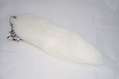 SOLID WHITE FAUX FUR FOX TAIL FOXTAIL KEYCHAIN 12" CLIP-BRAND NEW!