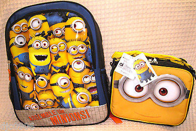 Despicable Me 2 Minions Toddler Backpack & Minions Lunch Box Universal-New Tags