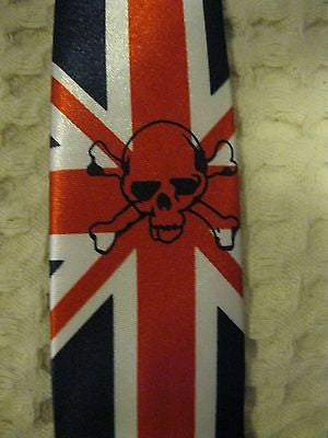 UK/British English England Flag Skulls & Cross Bones Unisex Men's Neck tie-New!