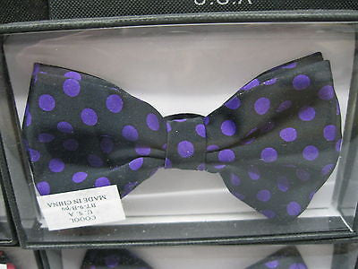 Unisex Black Purple Polka Dot Tuxedo Classic BowTie Neckwear Adjustable Bow Tie