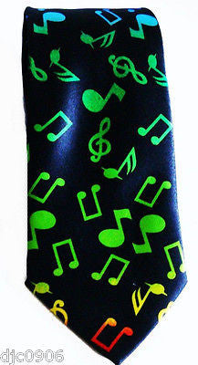 Multi Color Musical Symbols & Notes Unisex Men's Tie Necktie 56" Lx 2 " Wide