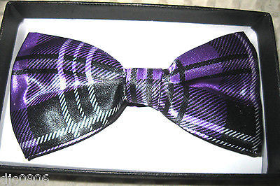 PURPLE PLAID TUXEDO ADJUSTABLE  BOW TIE BOWTIE-NEW IN GIFT BOX!PLAID BOW TIE