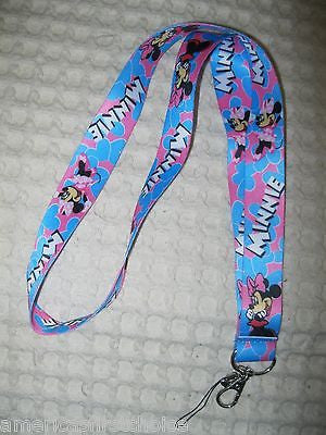 Thick Pink and Blue Minnie Mouse 15" Lanyard/Landyard ID Holder Keychain-New!!!