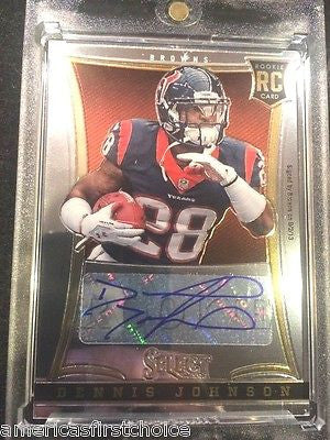 Dennis Johnson RC 2013 Panini Select Autograph Auto Card-Houston Texans RB RC