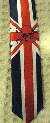 UK/British English England Flag Skulls & Cross Bones Unisex Men's Neck tie-New!