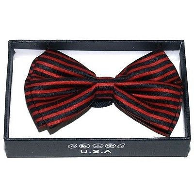 RED BLACK STRIPES TUXEDO ADJUSTABLE BOWTIE BOW TIE-NEW!BLACK RED BOW TIE