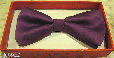 Purple Kids Boys Girls Y-Style Back Adjustable Bow Tie & White Kid suspenders-