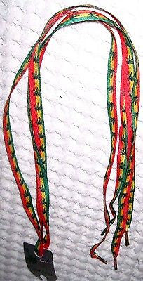 Thin Rasta Red Yellow Green Stripes MJ Weed Marijuana Leaves Punk Shoe Laces-New