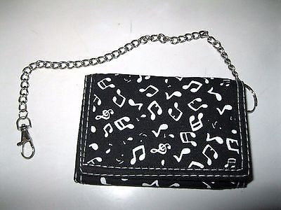 Black with white musical notes Wallet Unisex Men's 4.5" x 3" W-New in Package!v2