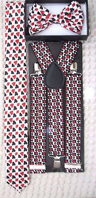 Poker Player Cards Neck Tie and Poker 1" Y-Back Adjustable Suspenders Combo-NewQ