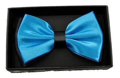 BLUE BLACK TWO TONE BLACK CENTER TUXEDO ADJUSTABLE BOWTIE BOW TIE-NEW BOX!