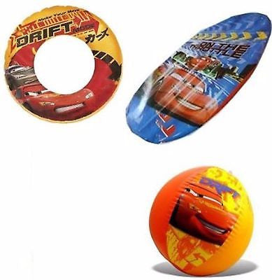 Disney The Cars McQueen The Cars 20" Beach Ball,Swim Ring, and Surf Rider-New!