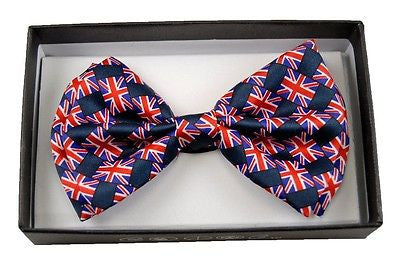 BRITISH SMALL FLAGS RED WHITE BLUE BRITISH ADJUSTABLE  BOW TIE BOWTIE-NEW!