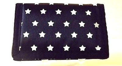Black with White STARS Wallet Unisex Men's 4.5" x 3" W-New in Package!
