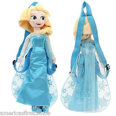Disney Frozen Elsa Plush Doll Backpack Snow Queen Anna Sister 18" Costume Bag
