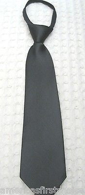 Teens Kids Boys Solid White 11.5" Easy Zip-Up Pre-Tied Necktie Neck Tie-New!