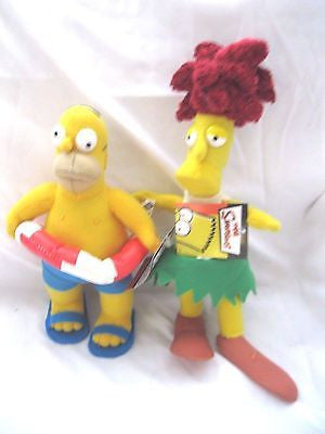 Homer Simpson Wearing Swim Suite&Swimming Tube+Sideshow Bob Soft Stuffed Toys