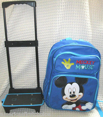 WALT DISNEY MICKEY MOUSE 16" ROLLING DETACHABLE BACKPACK!DETACHABLE BACK PACK