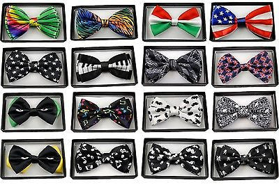 WHITE WITH BLACK MUSTACHES ADJUSTABLE  BOW TIE BOWTIE-NEW!IMUSTACHES BOW TIE