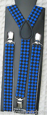 Unisex Black & Blue Leopard Cheetah Print Adjustable Y-Style Back suspenders-New