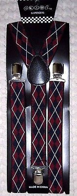 Unisex Burgundy Blue Gargoyle Y-Back Style Back Adjustable suspenders-New!