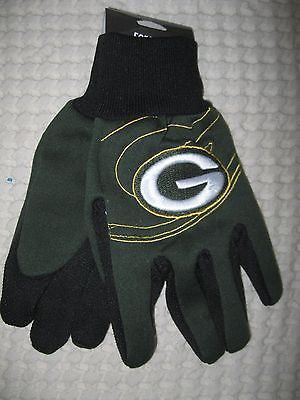 Green Bay Packers Raised with Team Logo Licensed NFL Sport Utility Gloves-New!