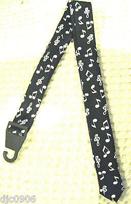 White Black Musical Symbols&Notes Unisex Men's Tie Necktie 56" Lx1 1/2 " Wide
