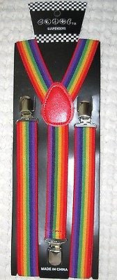 Rainbow Goth Unisex Men's Women's Design Gay Pride Adjustable Suspenders-NEW!VE2