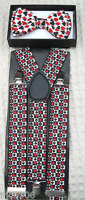 Poker Player Cards Adjustable Bow Tie,Poker Neck Tie, and Poker Wallet-New