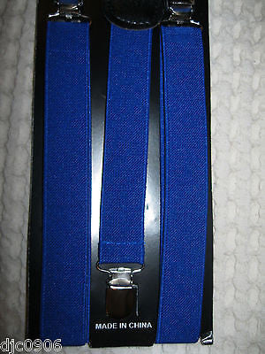Unisex Adult Kid Royal Blue Adjustable Y-Style Back Adjustable suspenders-New!