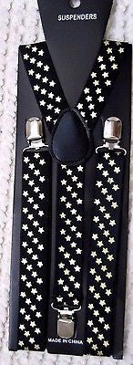 Unisex Gold 1" Stars Adjustable Y-back Suspenders-GOLD Stars Suspenders-New