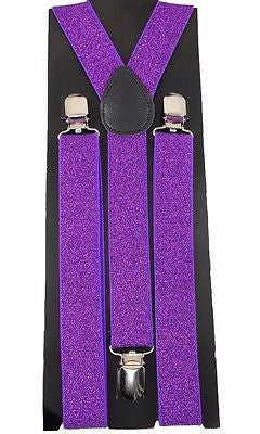 Unisex PURPLE Glittered Adjustable Y-Style Back suspenders-New!  SUSPENDERS