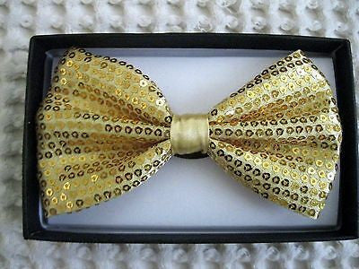 Unisex Gold Sequin Tuxedo Classic BowTie Neckwear Adjustable Bow Tie-VER2-New!