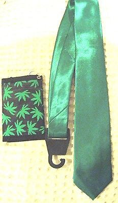 Unisex Men's Marijuana Weed Leaves Leaf Tie Necktie & Matching Wallet-New!!!