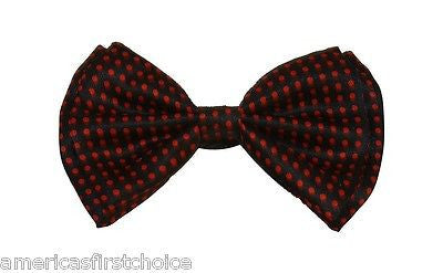 BLACK WITH RED POLKA DOTS ADJUSTABLE  BOW TIE-NEW GIFT BOX!BLACK RED POLKA DOT