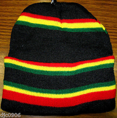 Rasta Red,Yellow,Green MJ Beanie Ski Cap + Rasta MJ Marijuana Leaves Gloves -New