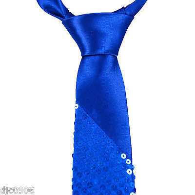 Unisex Goth Men's Royal Blue Sequin Wedding Fashion Neck tie 56" L x 3" W-New