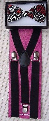 Unisex World with Music Bow Tie and Black Adjustable Suspenders-New in Package!