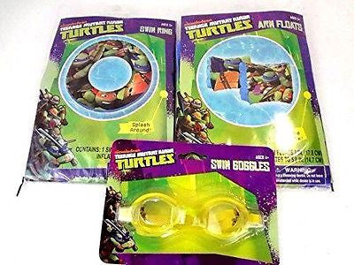 Teenage Mutant Ninja Turtles 20" Inflatable Ring,7" Arm Floats,and Goggles-New!