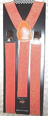 Neon Bright Orange Glittered Glitter Y-Style Back Suspenders-New in Package!