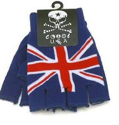 Unisex Fingerless Punk Rocker Union Jack British UK Flag Gloves Warmers-NEW!