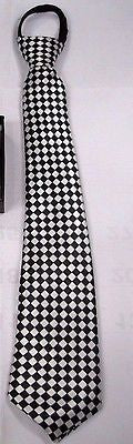 Teens Black & White Skulls and Crossbones Adjustable 14" Pre-tied Necktie-New!