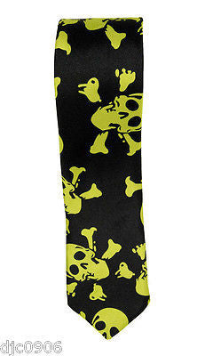 Unisex Black with White Skulls Neck tie 56" L x 2" W-Skulls Neck wear Tie-New!