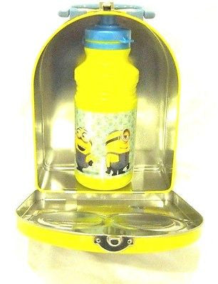 Despicable Me Lunch Tin Minion Dome Tin Lunch Box + random 17oz.water bottle-New